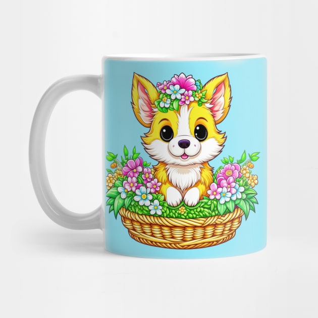 Spring Easter Cute Dog in Flowers by HolidayBug
